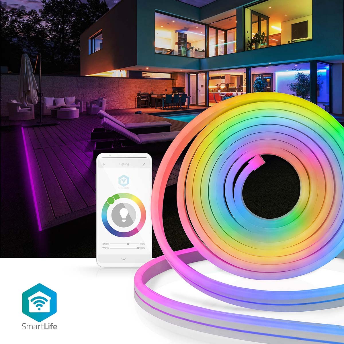 aanbidden grens Controverse SmartLife Gekleurde LED-strip Wi-Fi Meerkleurig 5000 mm IP65 960 lm  Android™ / IOS - PC-Flex